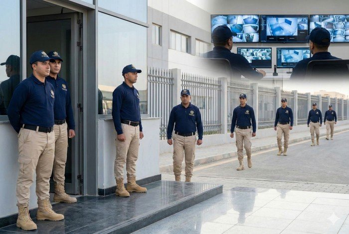 Security Guards Patrolling Residential Compound with Mobile Patrol Support