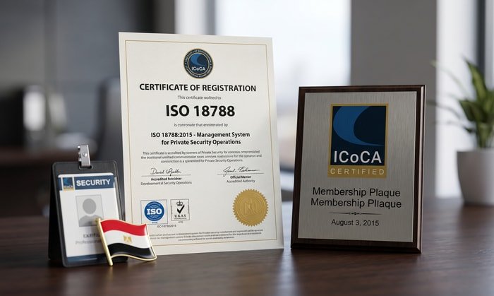وثائق شهادة ISO 18788 أصلية مع أختام جهة الاعتماد وتواريخ الصلاحية للتحقق منها