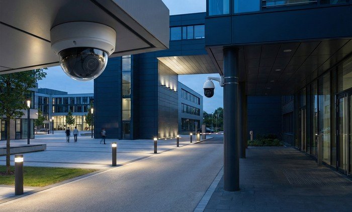 Professional CCTV Camera Installation on building exterior