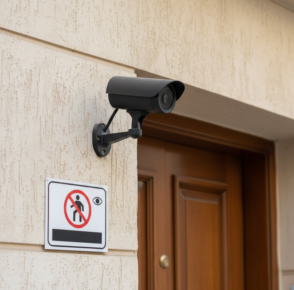 Security Warning Signs and Dummy Cameras for Home Deterrence